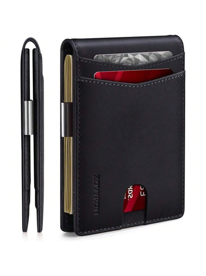 Wallet For Men Slim Bifold Leather Wallet With Money Clip RFID Blocking Minimalist Card Holder Front Pocket Mens Wallet