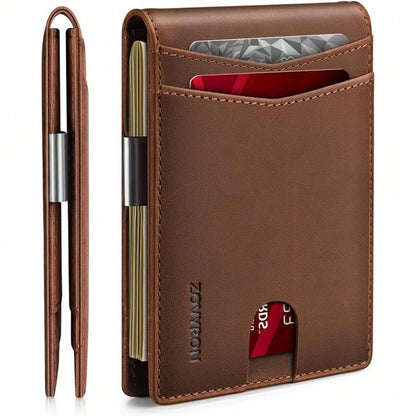 Wallet For Men Slim Bifold Leather Wallet With Money Clip RFID Blocking Minimalist Card Holder Front Pocket Mens Wallet